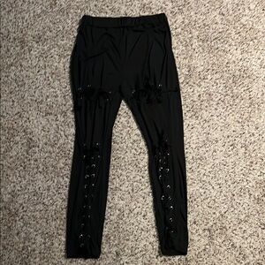 Black lace up leggings